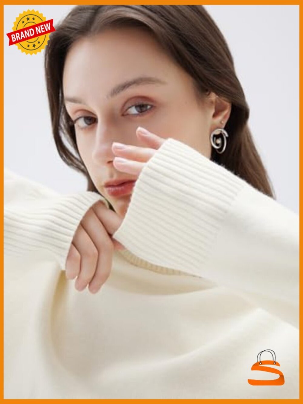 Oversized Cashmere Blend Turtleneck Pullover Sweater Long Sleeve Knit - Picture 2 of 6